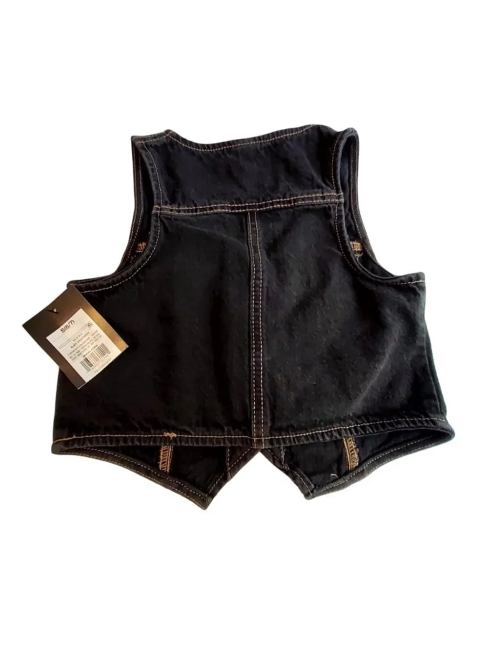 Art Class Kids Black Denim Button-Up Vest S (6/7) Two functional front pockets